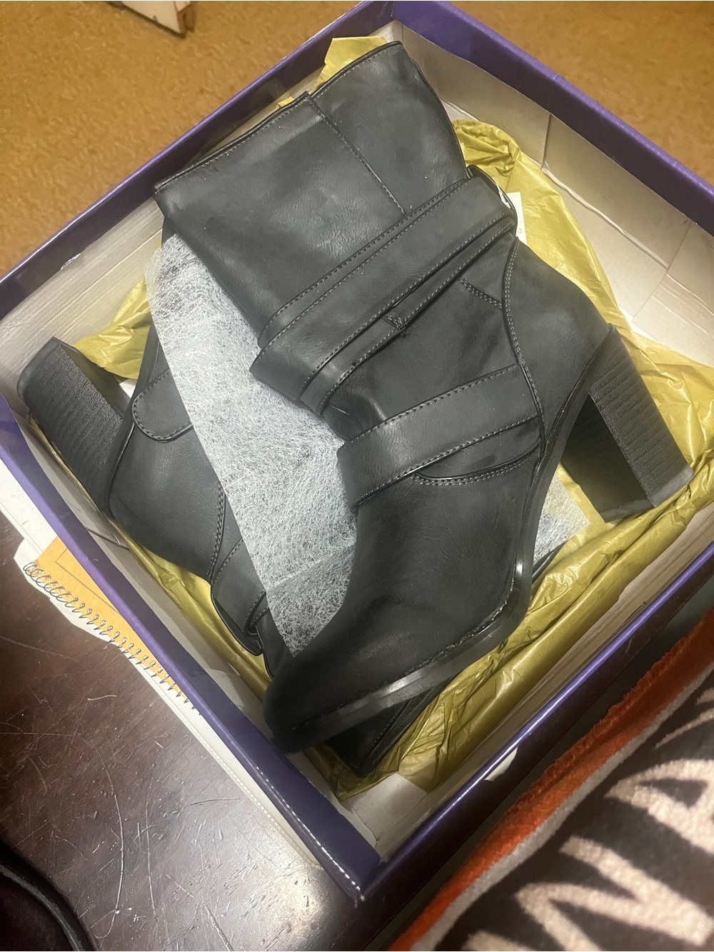 Madden Girl Black Ankle Boots with Stacked Block Heel